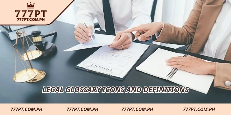 Legal glossary icons and definitions
