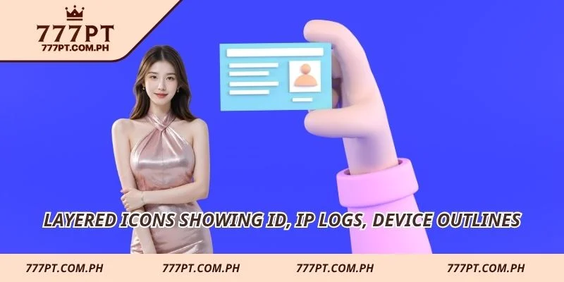 Layered icons showing ID, IP logs, device outlines