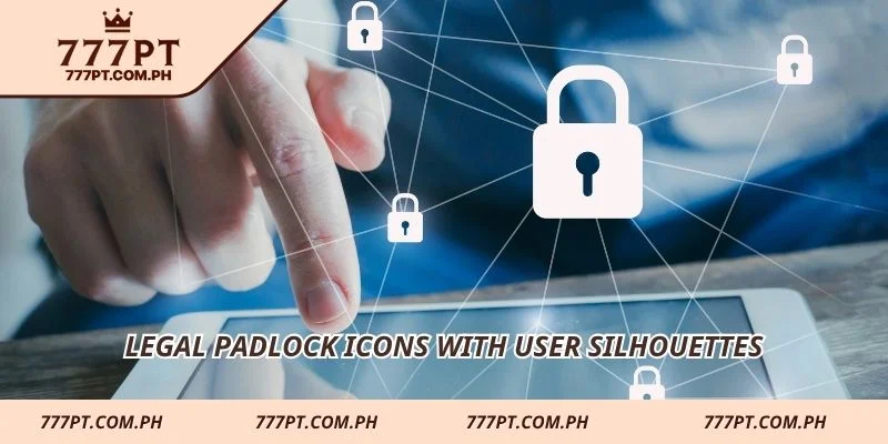 Legal padlock icons with user silhouettes