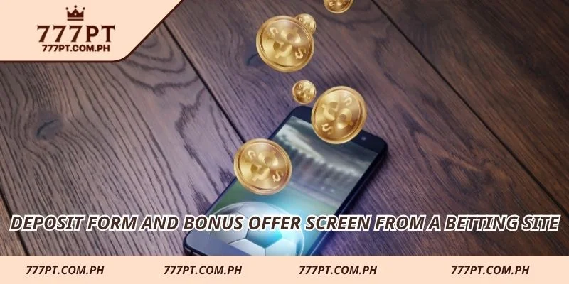 Deposit form and bonus offer screen from a betting site