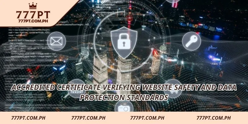 Accredited certificate verifying website safety and data protection standards