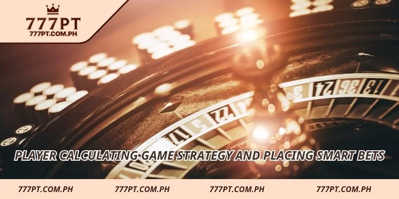 Player calculating game strategy and placing smart bets