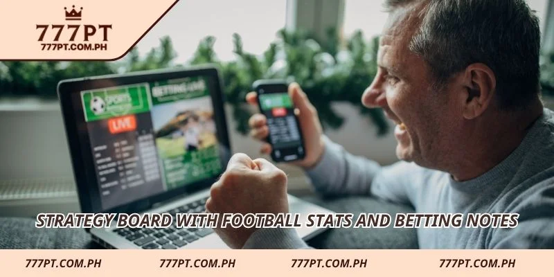 Strategy board with football stats and betting notes