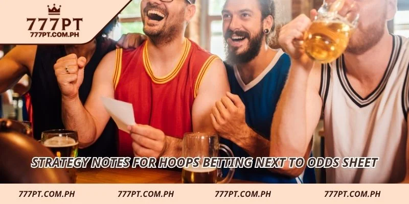 Strategy notes for hoops betting next to odds sheet