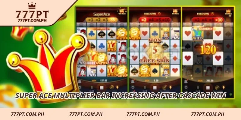 Super Ace multiplier bar increasing after cascade win