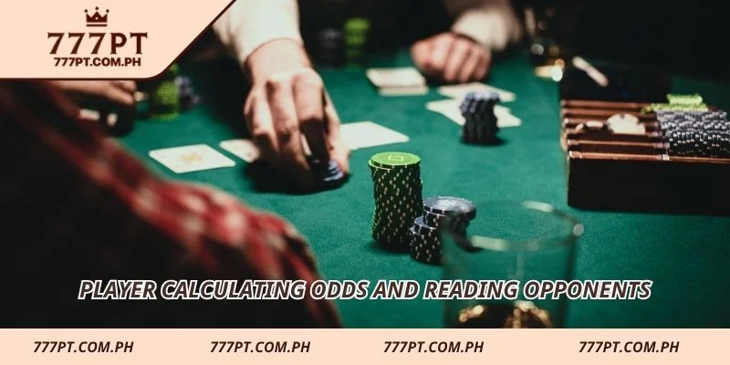 Player calculating odds and reading opponents