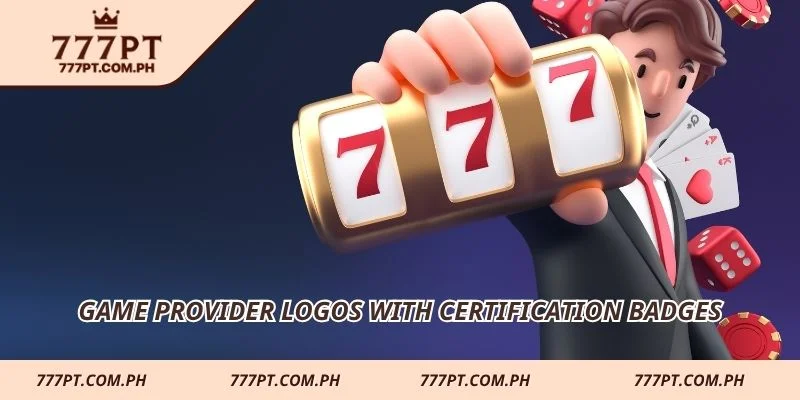 Game provider logos with certification badges
