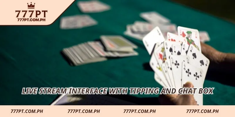 Live stream interface with tipping and chat box