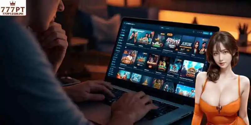 Player evaluating different casino platforms before registering.